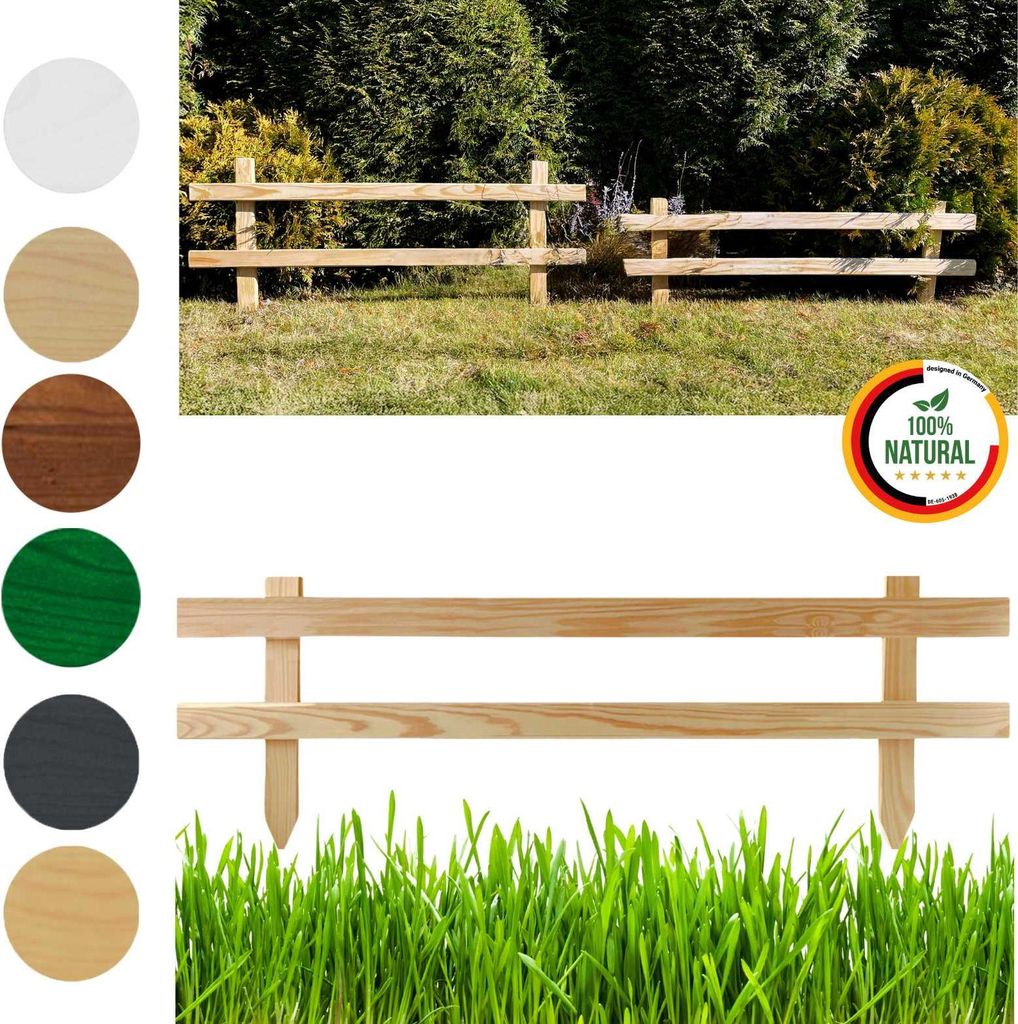 Floranica Gartenzaun 1 stk. 30 cm x 100 cm Unbehandelt Steckzaun Zierzaun Friesenzaun zum Stecken Vorgartenzaun
