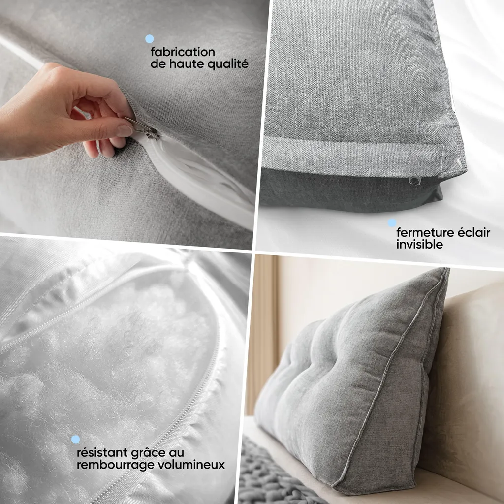 Coussin de Dossier pour Lire au Lit Confortablement - Format Large 120 cm