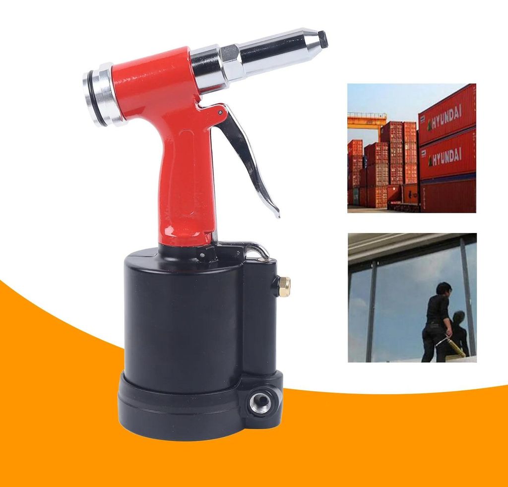 Pneumatisch-hydraulische Blindnietpistole - P56 - 1300 kgf Zugkraft - Hub 16 mm - Für Niete 3,2–6,4 mm - Lufteinlass 6,4 mm - Mit Auffangflasche...