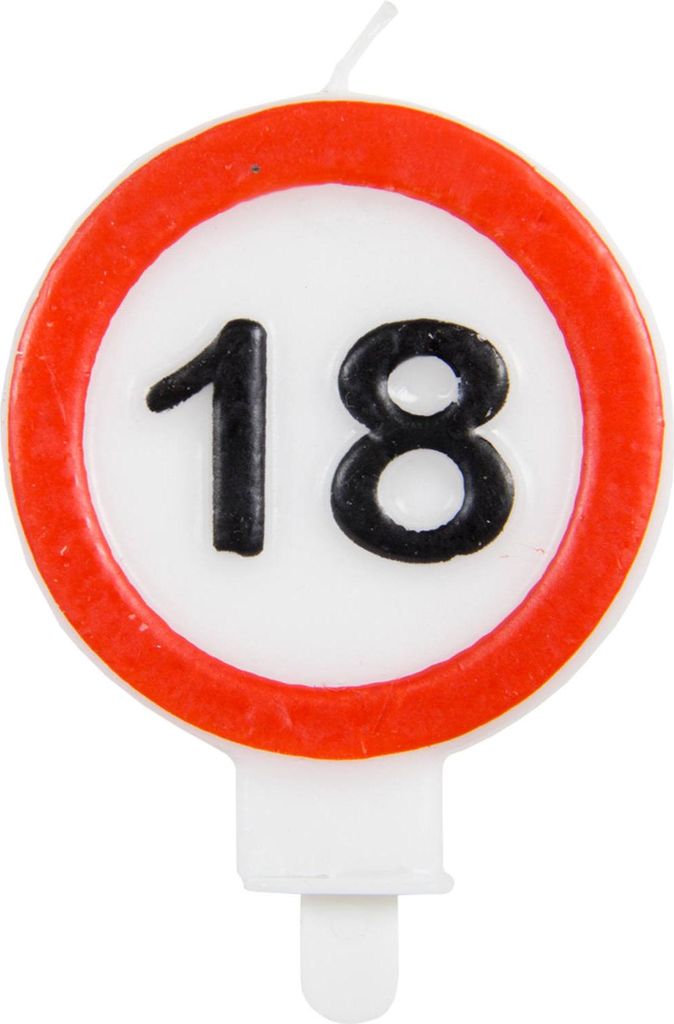 Verkehrsschild 18 Tortenkerze 6cm