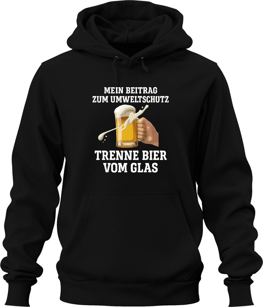 Trenne Bier vom Glas Mein Beitrag Umweltschutz Bierkrug Bierfan Uni Hoodie Kapuzenpullover, Schwarz, XXL