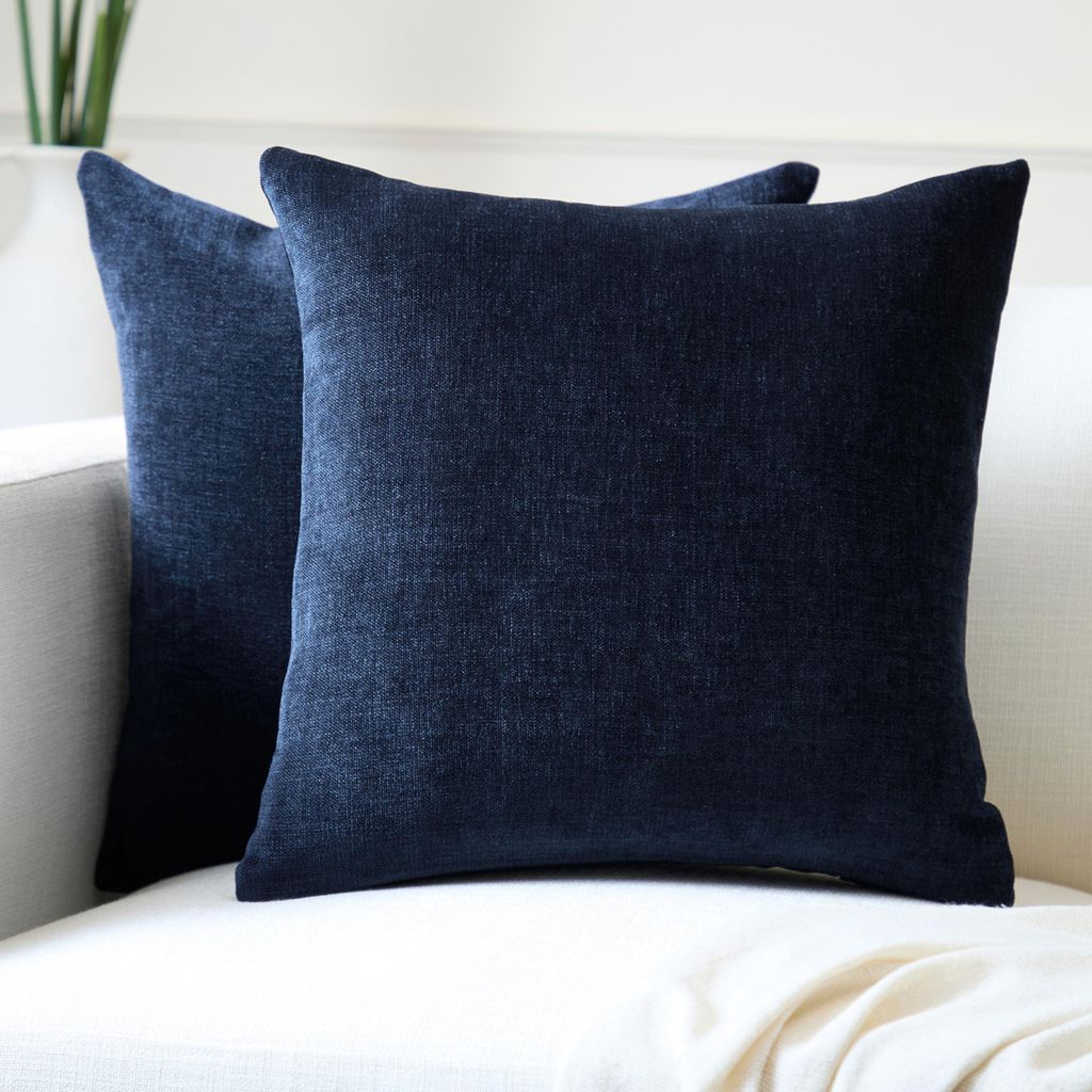 2er-Set Kissenbezüge | Marineblau (60 x 60 cm) | Dekorative quadratische Kissenbezüge für Sofa und Couch