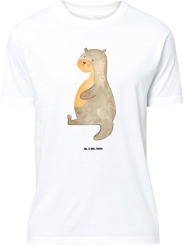 Mr. & Mrs. Panda Größe XL T-Shirt Otter Bauch - Weiß - Geschenk, Seeotter See, Essen. Foodlover, Zufrieden, Tshirt, Satt, Shirt, voll Gefuttert,...