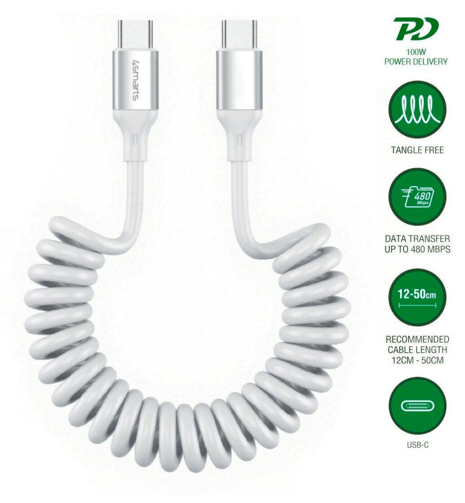 4smarts 541600, 1,35 m, USB C, USB C, 0,48 Gbit/s, Bianco Immagine del prodotto 