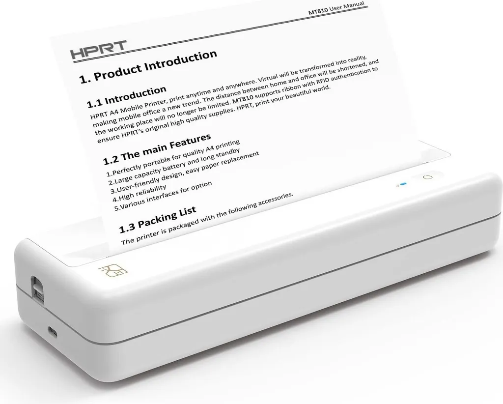 Imprimante Thermique HPRT MT810 avec Batterie Intégrée Format A4 Noir