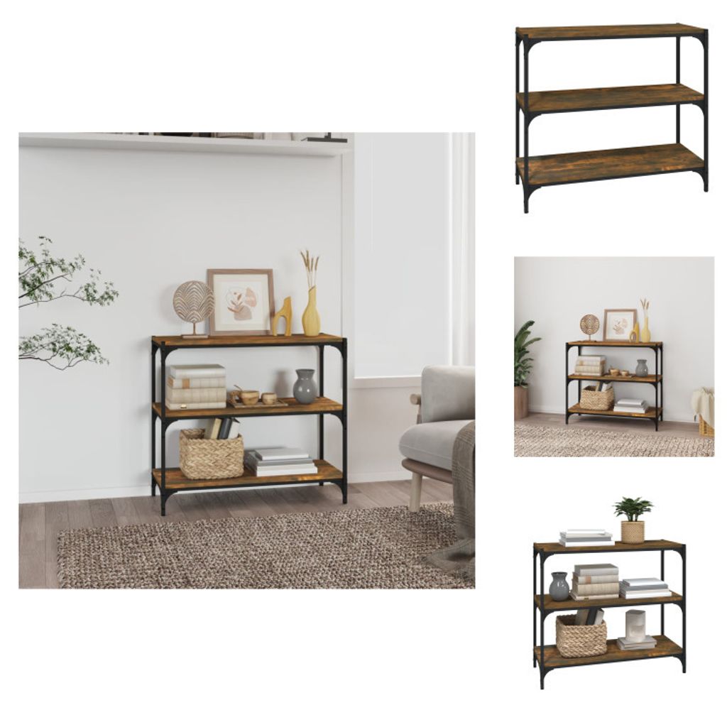 vidaXL Bücherregal Räuchereiche 80x33x70,5 cm Holzwerkstoff und Stahl - Bücherregale & Bücherschränke