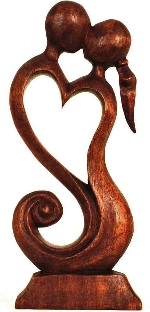 Holz Figur Skulptur Abstrakt Holzfigur Statue Afrika Asia Handarbeit Deko Fruchtbarkeit, 30 cm