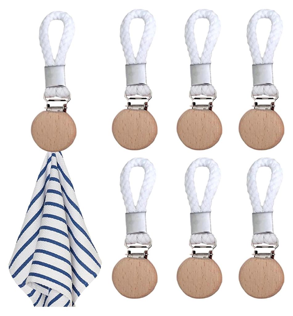 6 Handtuch-Clips, stabile hängende Geschirrtücher-Clip, Metall-Geschirrtuch-Haken mit Baumwollseilschlaufe, Hänge-Clips, Geschirrtuchhalter, Sto...