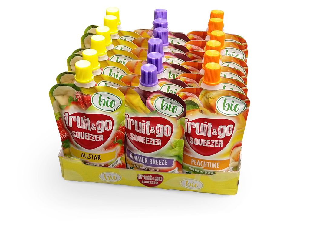 fruit&go SQUEEZER Summer Fruchtpüree, Mischkarton 18x100g, Produktbild 