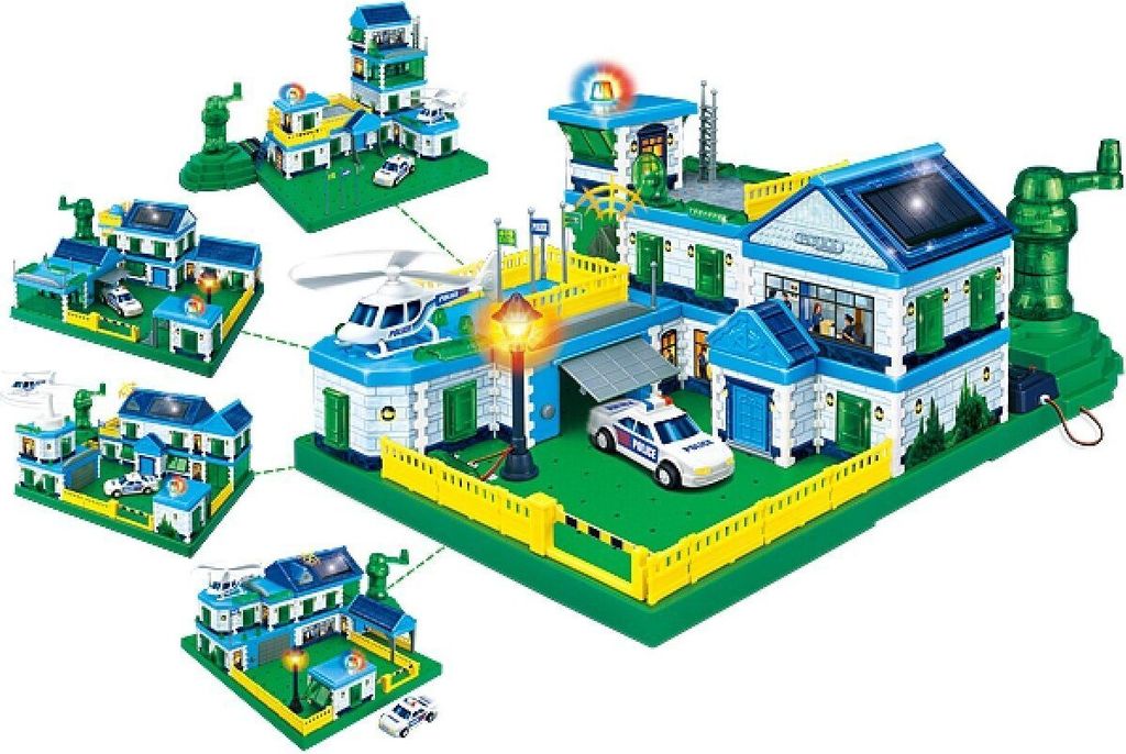 Konstruktions-Spieleset 3D-Bausatz "Öko-Stadt Polizei", solarbetrieben, für kleine und große Tüftler.