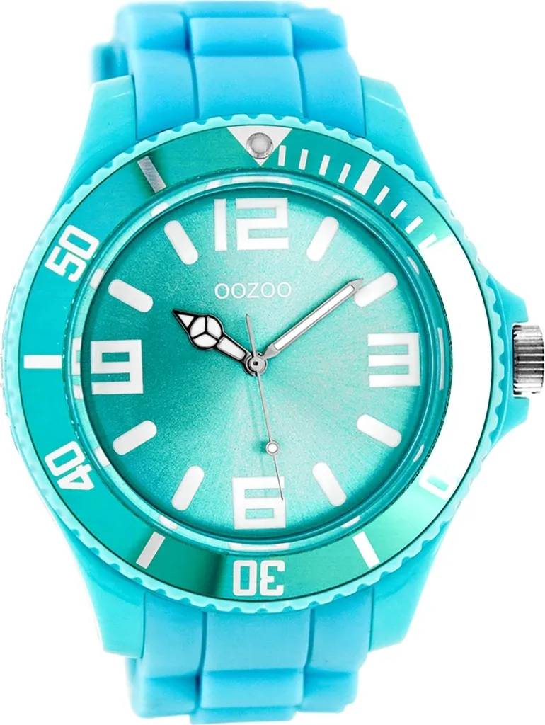 Montre à quartz analogique Oozoo bleue avec bracelet en silicone doux