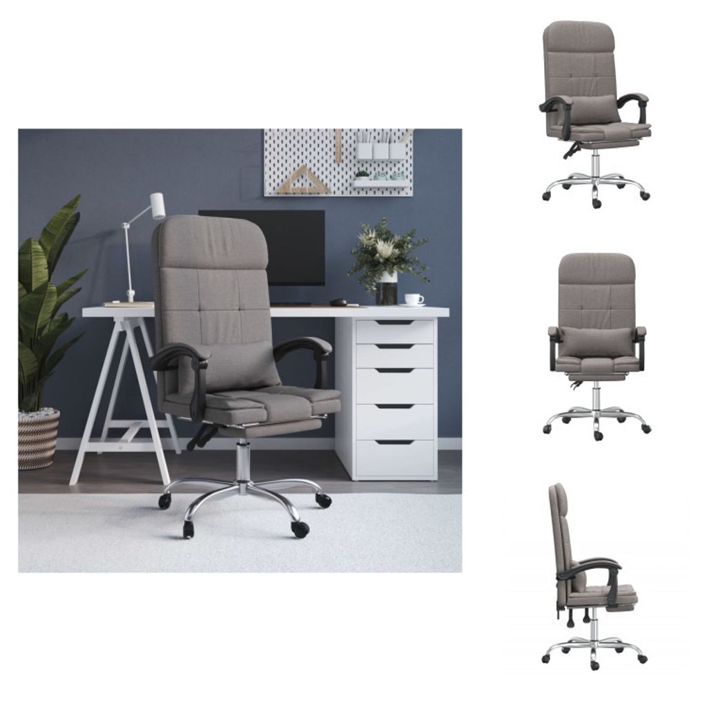 vidaXL Bürostuhl mit Massagefunktion Taupe Stoff - Bürostühle