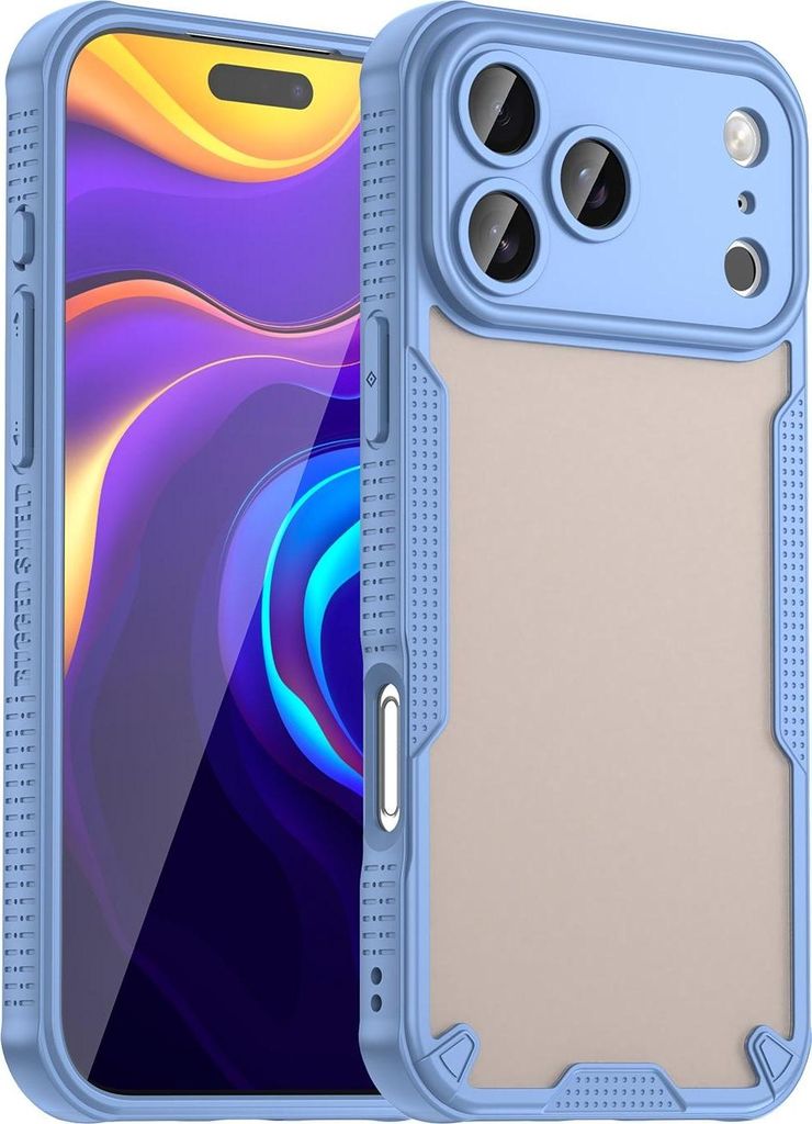 Hülle für Apple iPhone 17 Pro Max - Phonesta Shockproof Armor Semi-Transparent Back Cover - Blau