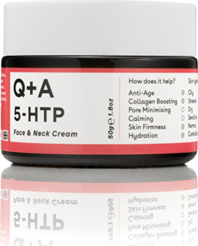 Q+A 5-HTP Face and Neck Cream Moisturizer for Improving Skin Elasticity and Collagen Production 50g 1.8oz