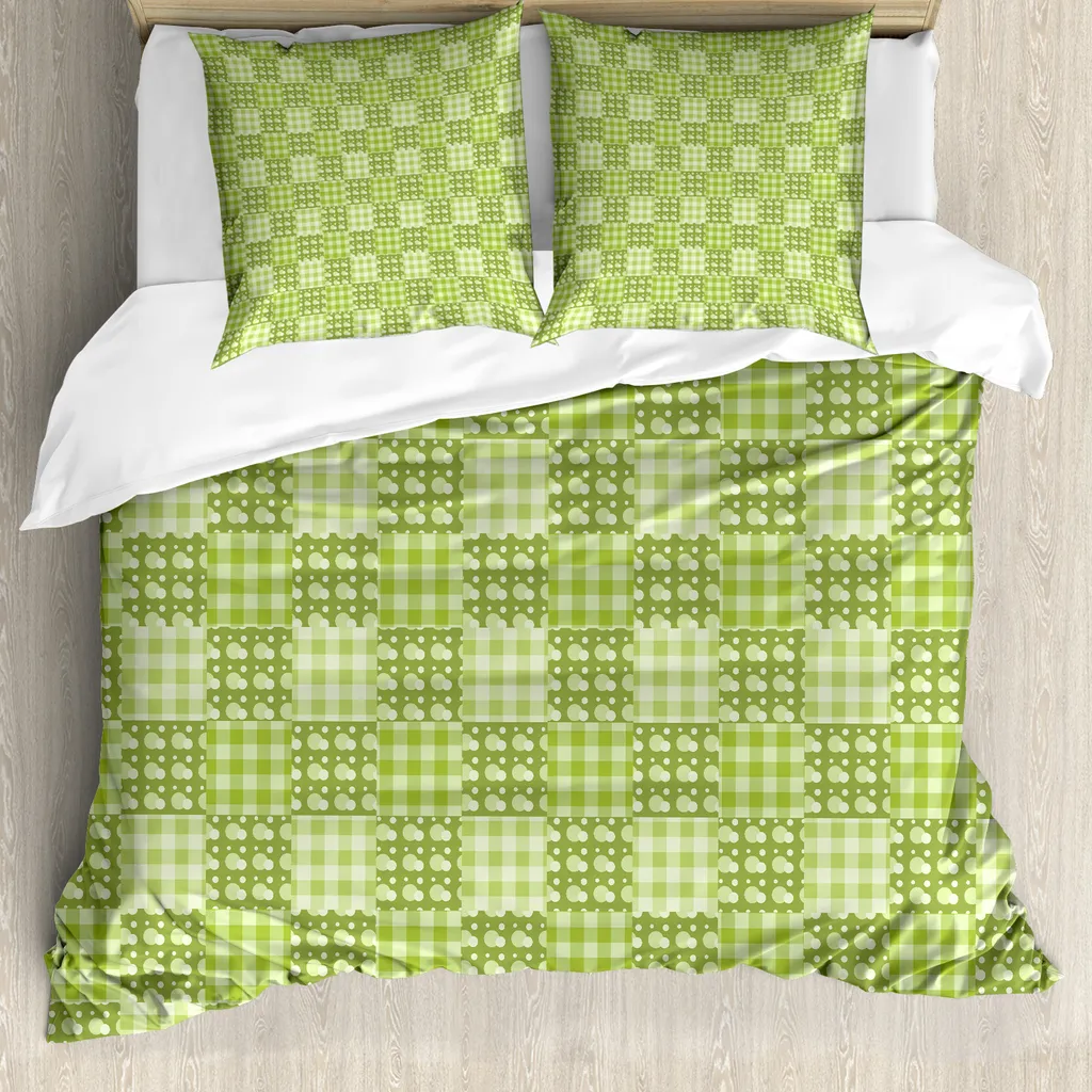 Set Copripiumino Verde Lime ABAKUHAUS Matrimoniale Patchwork a Pois
