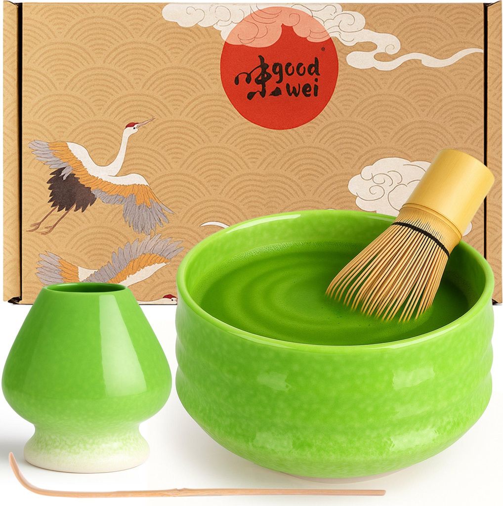 Matcha Set "Midori" mit Schale, Besen & Besenhalter – edles Set für Matcha-Zeremonie und stilvollen Teegenuss