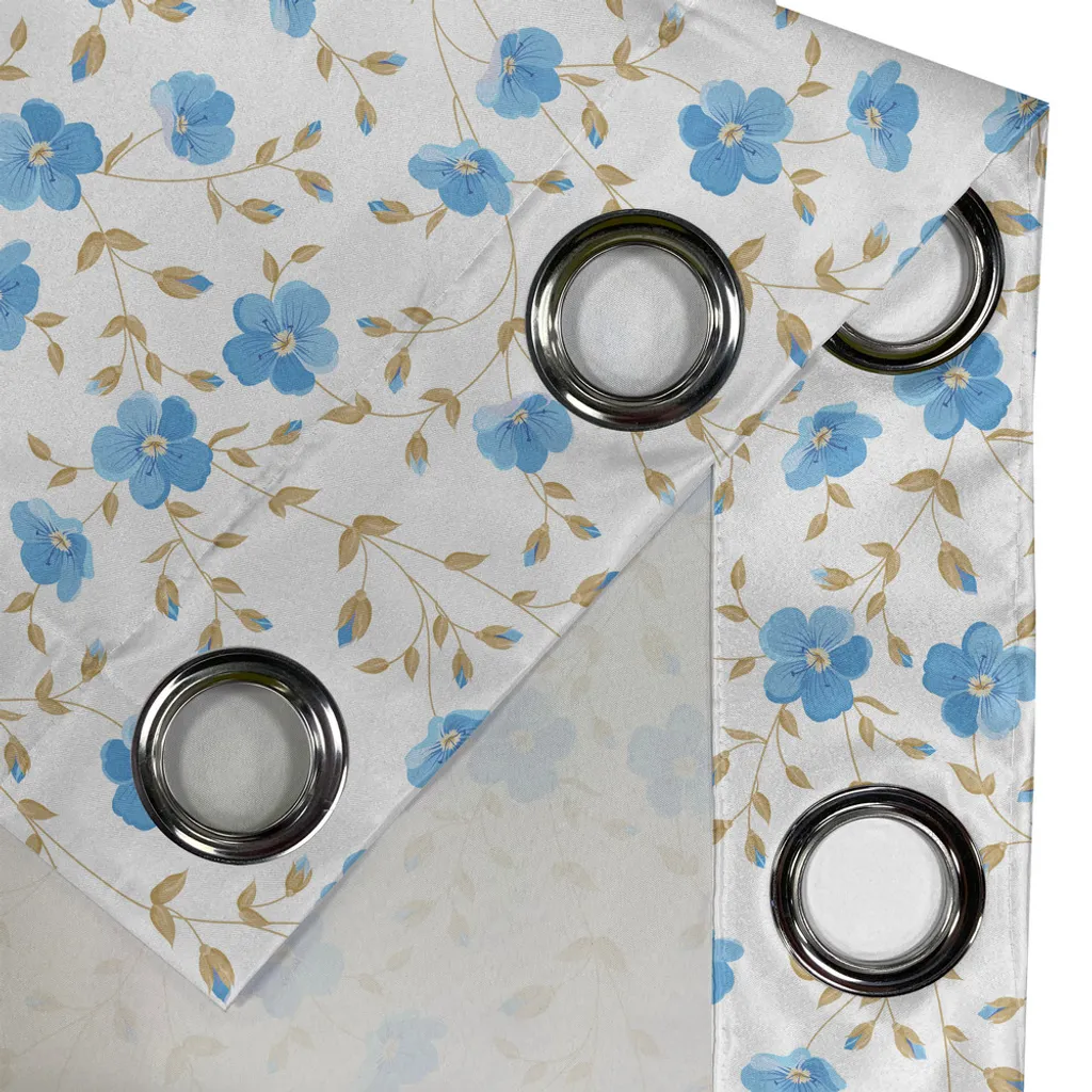 Tende Decorative ABAKUHAUS 280x245 Blu Verde - Design Floreale - 2