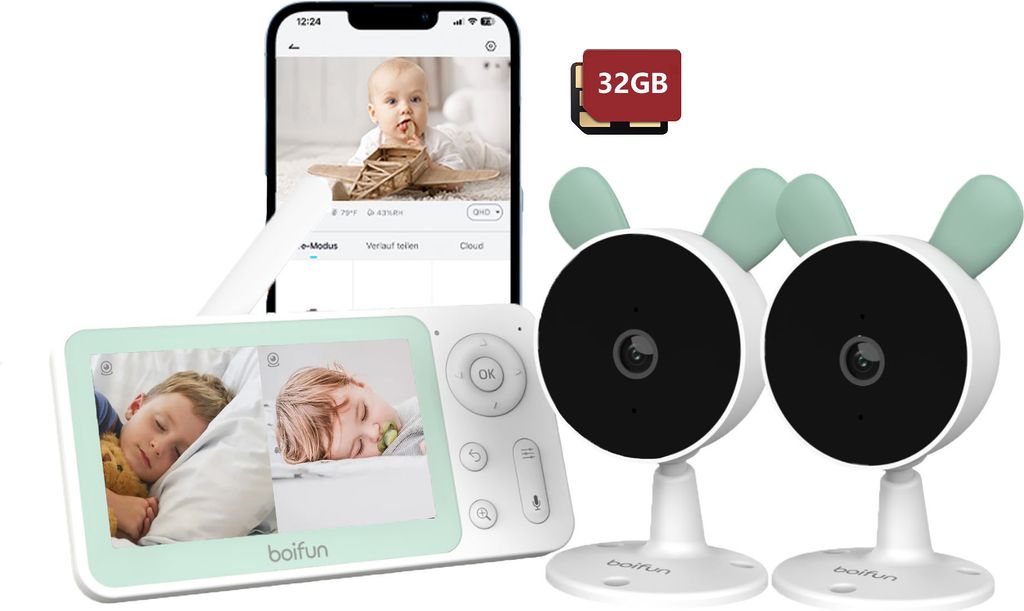 Babyphone mit 2 Kameras, Bewegungs-/Geräuscherkennung, Produktbild
