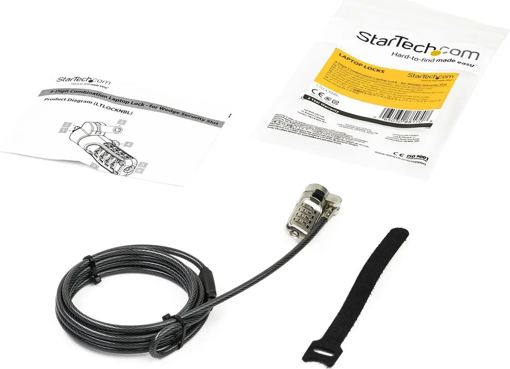 Verrou de sécurité à code 4 chiffres pour PC portable - Câble acier 2,04m - 4