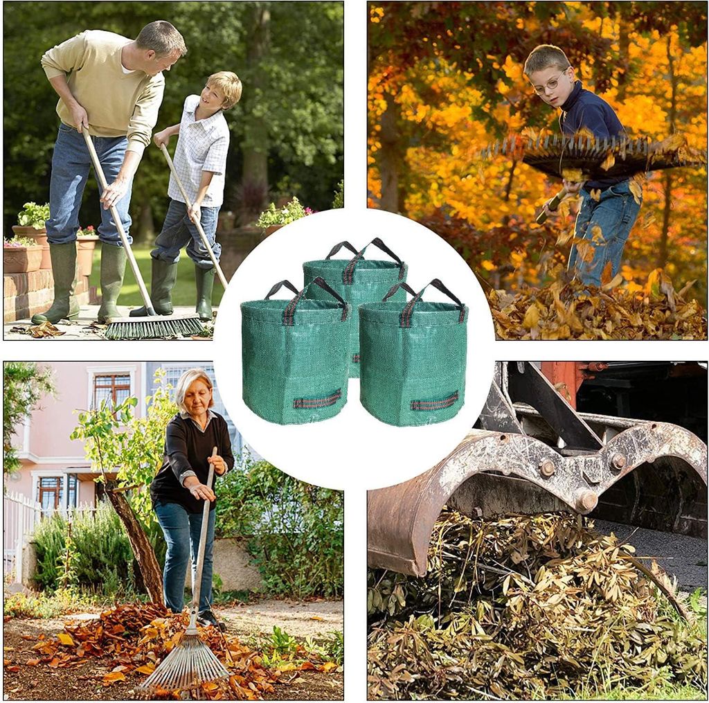 Set von 3 wiederverwendbaren Gartenbeuteln - 500 Liter - Gartenabfallbeutel mit verstärktem Boden und Griffen - Ideal für Gras, Blätter und Grü...