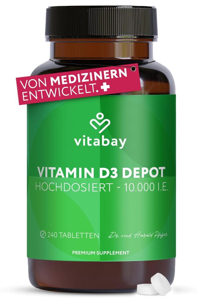 Vitabay – Vitamin D3 Depot 10000 I.E. – 240 Vegane Produktbild 