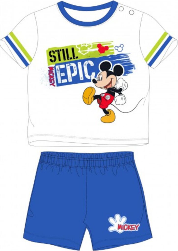 Babymode 'Still Epic' | Mickey Mouse Motiv | Kurzarmshirt & kurze Hose weiß/blau,62