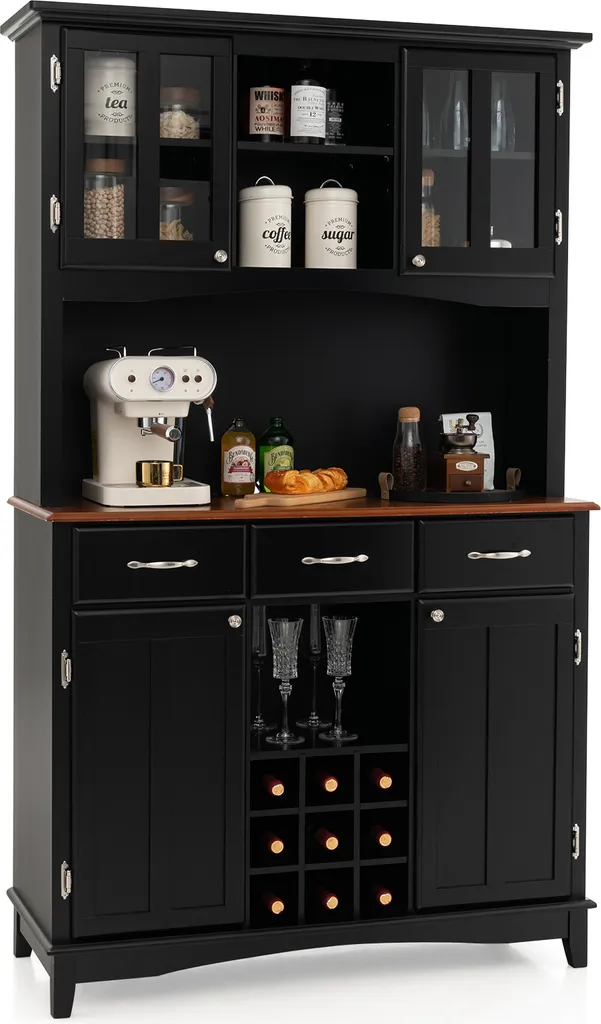 Meuble de Rangement Cuisine pour Micro-ondes et Vaisselle avec Vaisselier