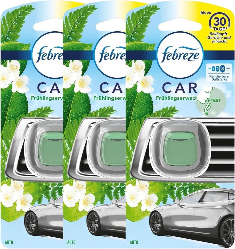 3x Febreze Car Lufterfrischerclip Frühlingserwachen Produktbild 