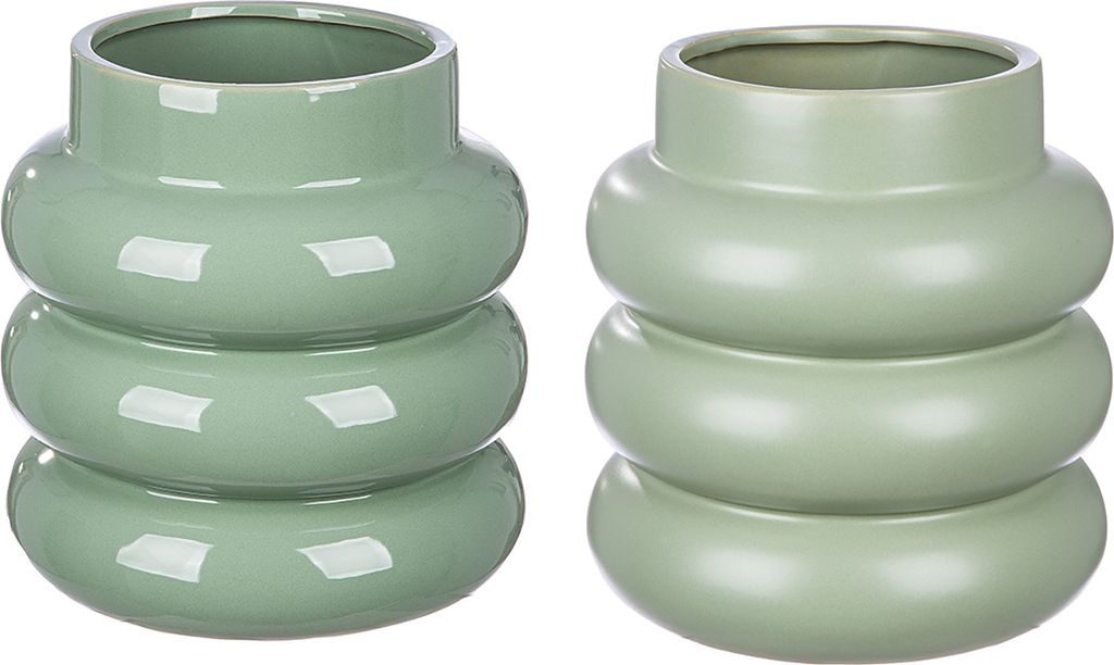 Gilde Vase, "Rim", Keramik, grün, H. 24 cm, D. 23 cm 34315 4063387343159 2 Stück (2-fach sortiert)