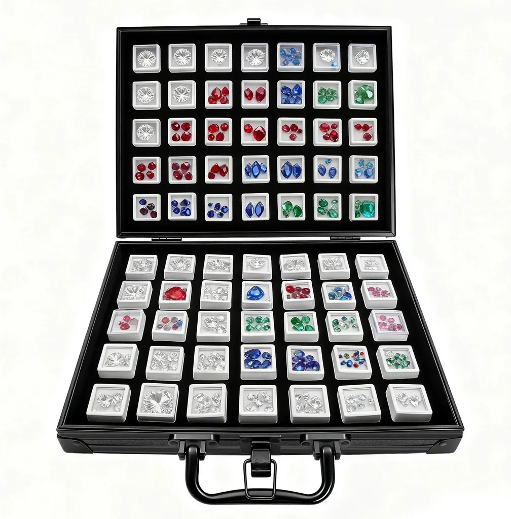 Mallette de rangement sécurisée anti-choc pour 70 diamants et pierres
