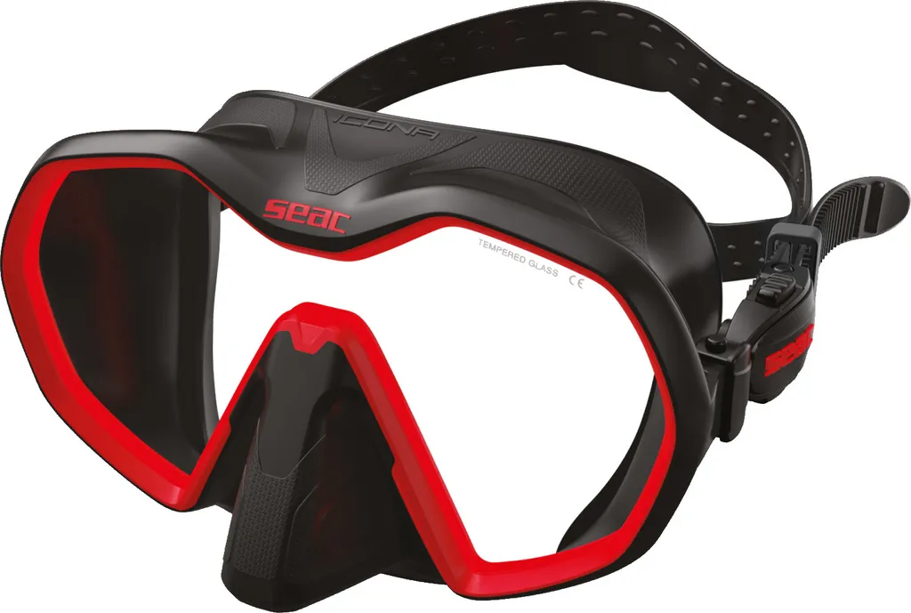 Masque de plongée SEAC Icona : Large Vision et Étanchéité Noir/Rouge