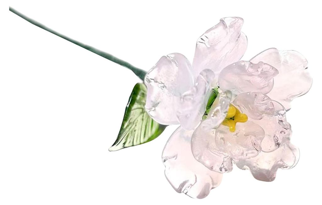 Handgeblasene Glasblume mit Drahtstiel, handgefertigte, farbig glasierte Blumenfigur, Dekoration für Wohnzimmer, Büro oder Tisch, Blumenvase, Orn...