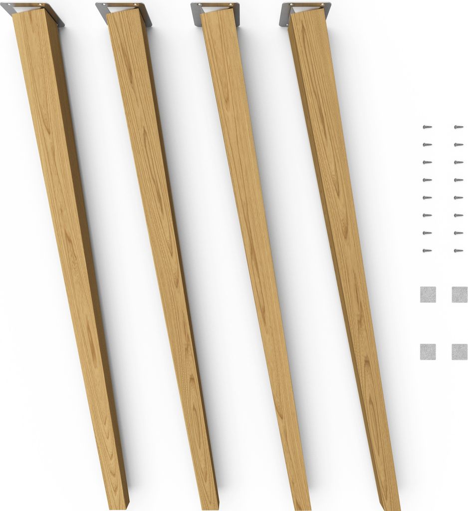 4x sossai Holzfüße eckig - schräge Ausführung 71cm Eiche Produktbild 