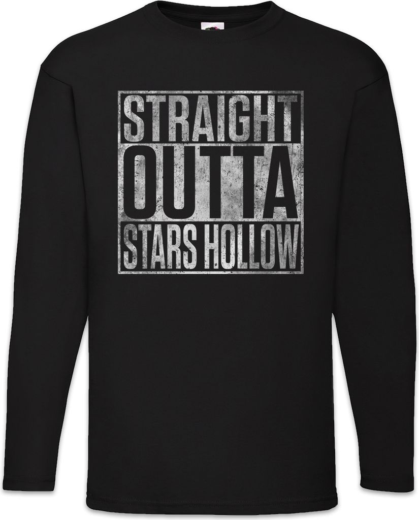 Urban Backwoods Straight Outta Stars Hollow, Langarm T-Shirt, Farbe: Schwarz, Größe: 5XL