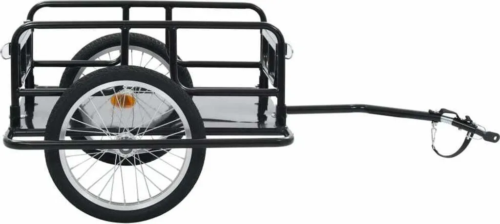 Remorque vélo grand volume en acier noir vidaXL avec réflecteurs