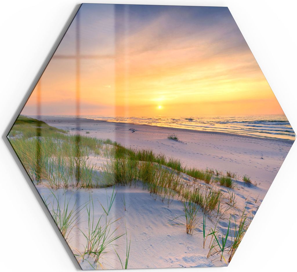 DEQORI Glasbild Echtglas 55x48 cm 'Sonne sinkt über Ostsee' Wandbild Bild modern Deko