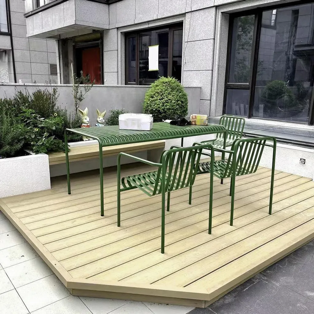 Chaise extérieure résistante aux intempéries - Fer forgé robuste 63cm vert - 3
