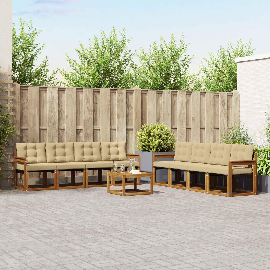 "im Sonderangebot"Outdoor-Sofagarnitur - CLORIS - Balkonmöbe/Sitzgruppe - mit Kissen 9 pcs - Moderne Design - Natur und Beige - Gartensofas Promot...