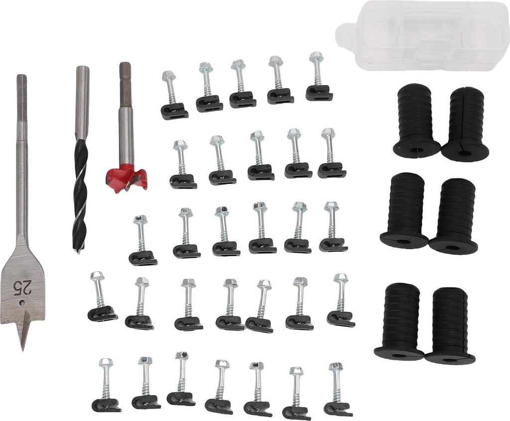 Kabelführungsset, Kabelklemmen, Tüllen 1 Zoll und 5/16 Bohrer, Wanddurchführungs-Installationsset, Schwarz