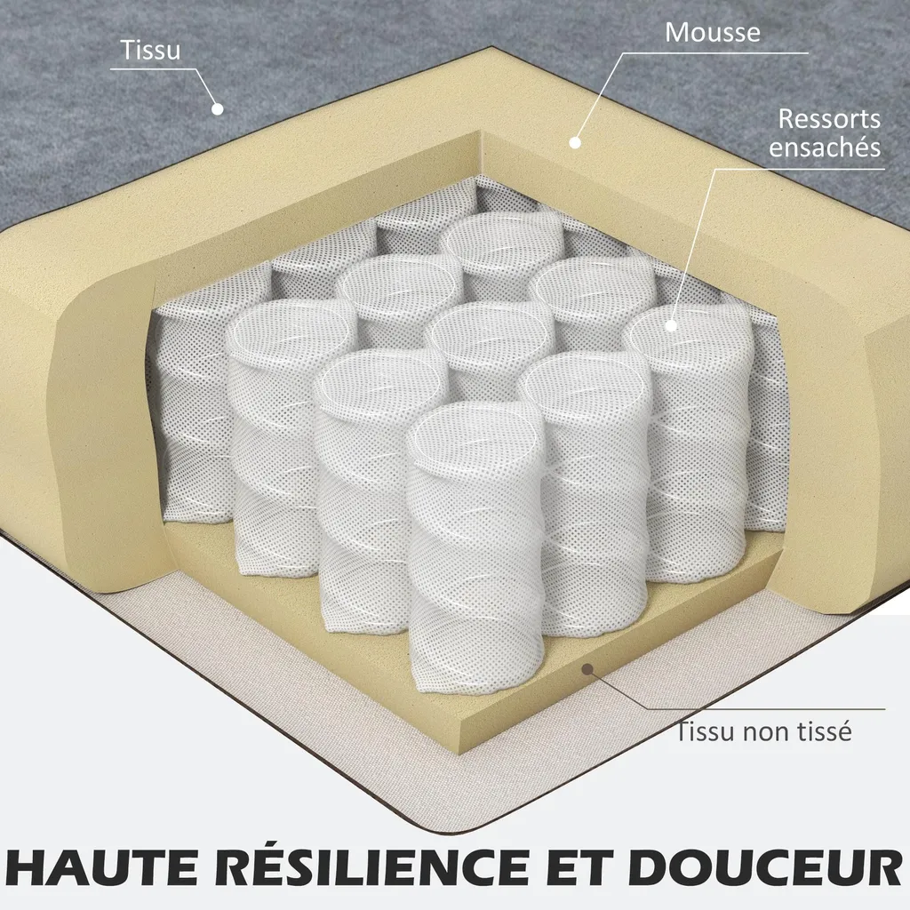 HOMCOM Canapé d'angle 3 places gris chiné avec méridienne réversible