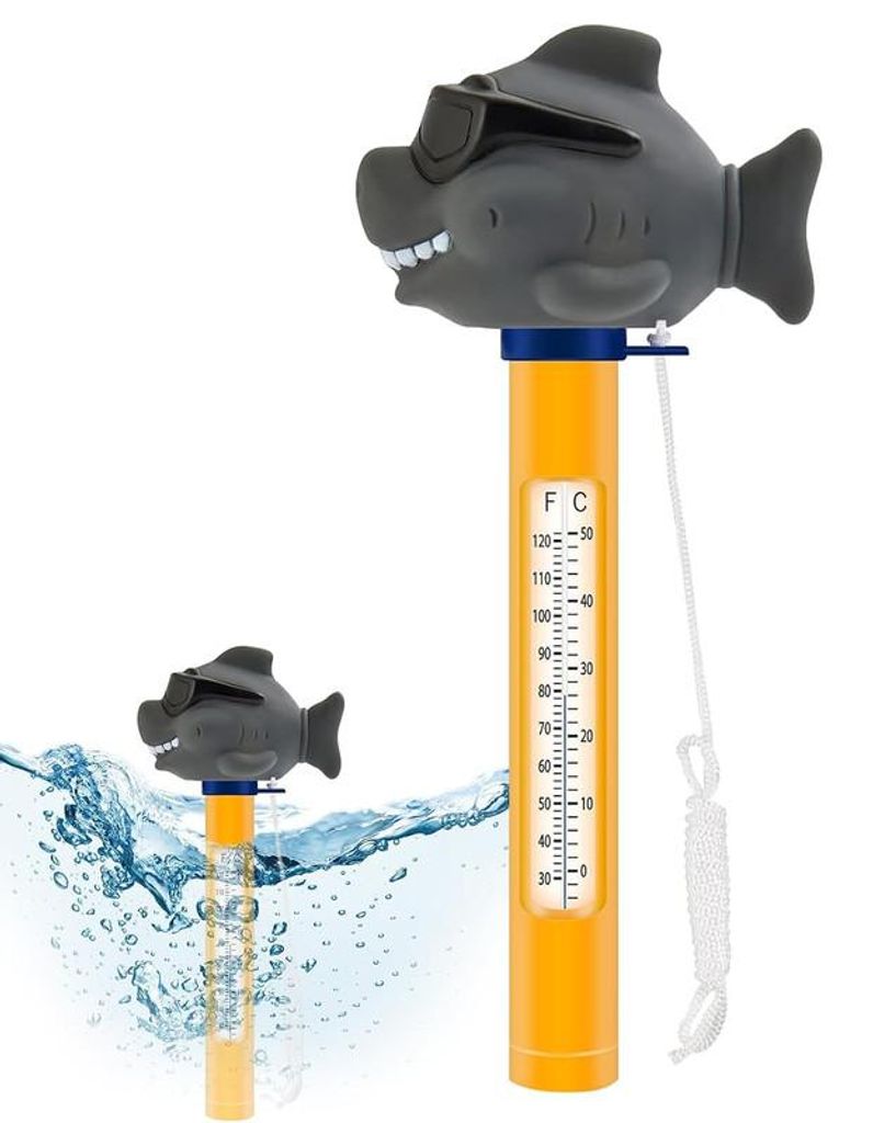 Schwimmendes Pool Thermometer, 0-50°C Poolthermometer, bruchfest, mit Schnur – für Whirlpool, Badewanne, Aquarium, Spa, Planschbecken