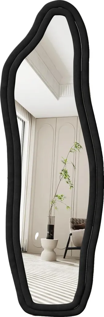 Miroir corps entier irrégulier noir 160x50 cm avec verre de sécurité