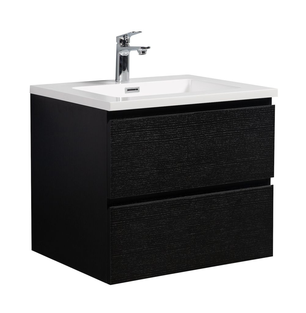 Badplaats Badmöbel Set mit Waschbecken und Unterschrank Angela 60 x 48 cm Schwarz Holz - Waschbeckenunterschrank mit Soft-Close und Waschbecken, V...