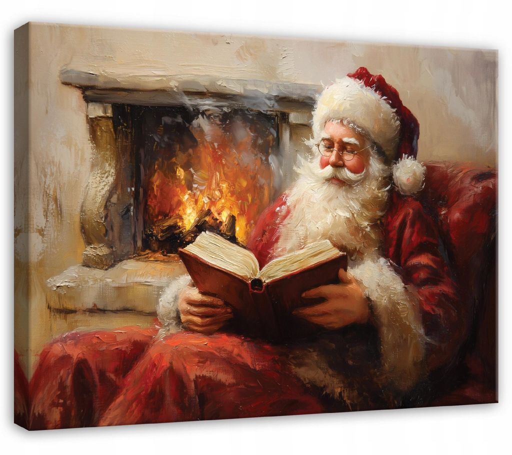 Leinwandbild Weihnachtsmann Festlich Feiertage - 120x80 cm - Wandbilder Wohnzimmer Schlafzimmer - Leinwand Leinwandbild Braun - PP16293O20