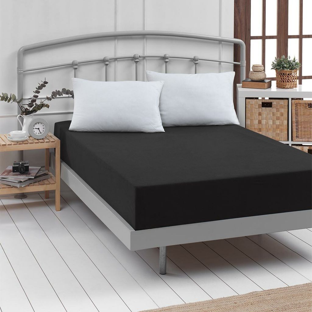 Traumschlaf Feinbiber Boxspring Spannbetttuch 200x200 cm schwarz