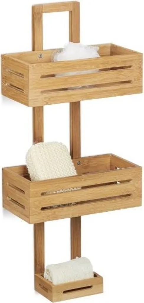 Cestino Doccia in Bambù Premium - Organizer Bagno Effetto Spa