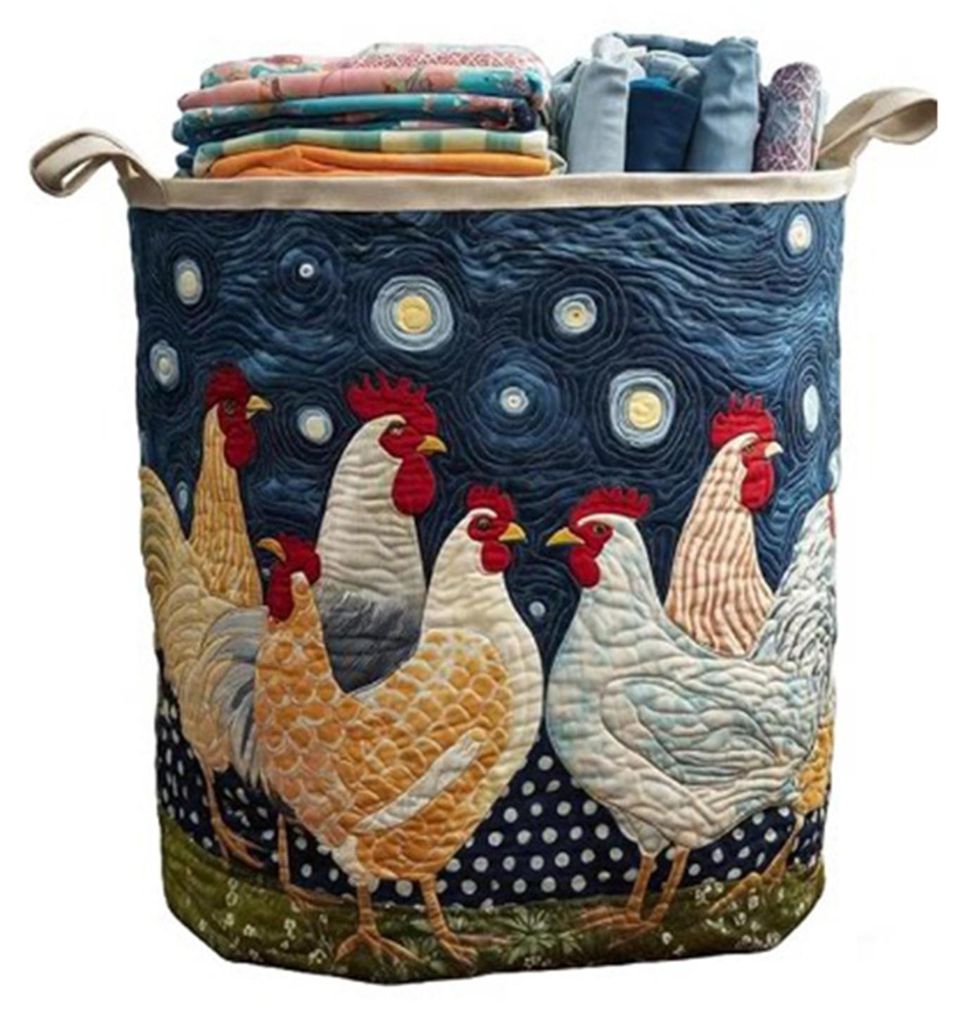 Gesteppter Wäschekorb, geblümter Stoff, Aufbewahrungskorb mit Griffen, Boho-Kleiderkorb für Wäsche, Kinderzimmer, Schlafzimmer, Kleidung, Spiel...