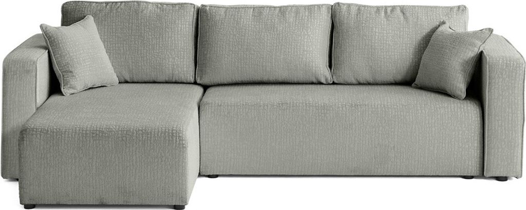 Best Möbel Topaze - 4-Sitzer Ecksofa beidseitig montierbar - Schlaffunktion und Bettkasten - strukturierter Samtstoff , Grau