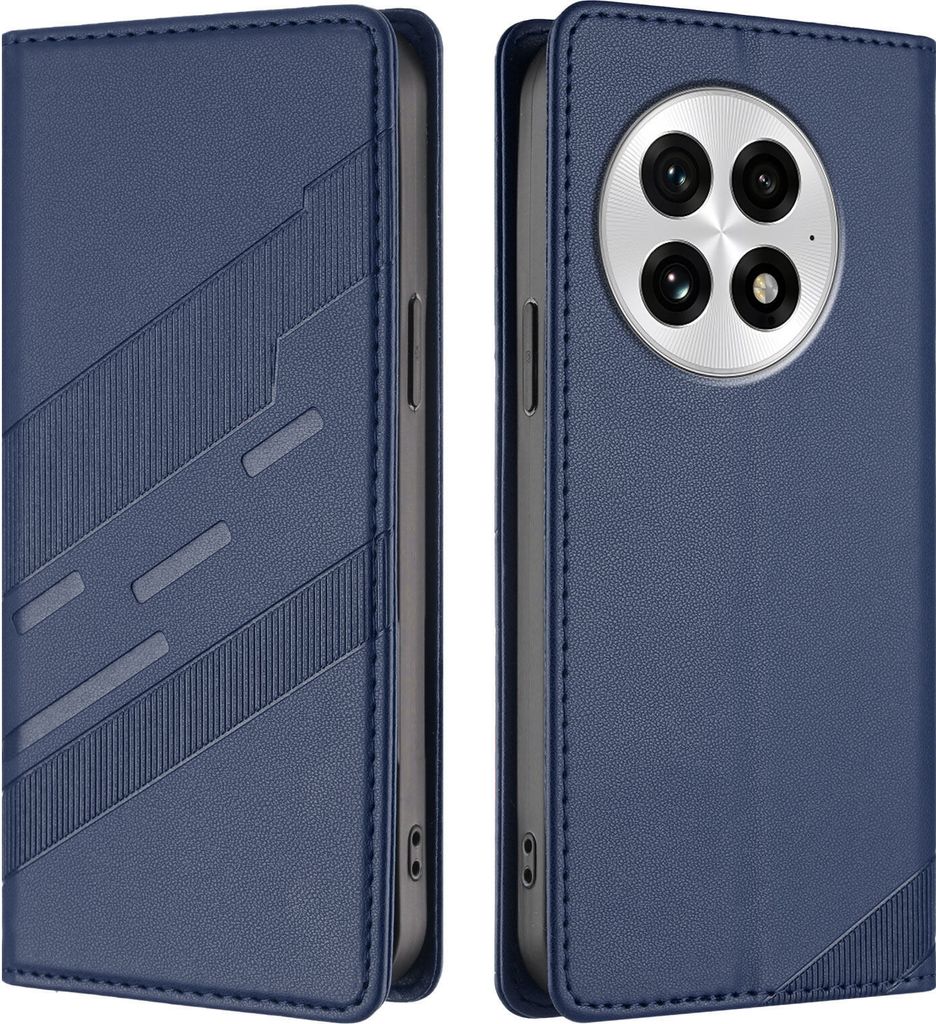 Hülle für OnePlus 13, Kunstleder Brieftaschen Handyhülle mit Kartenfach und Standfunktion Blau