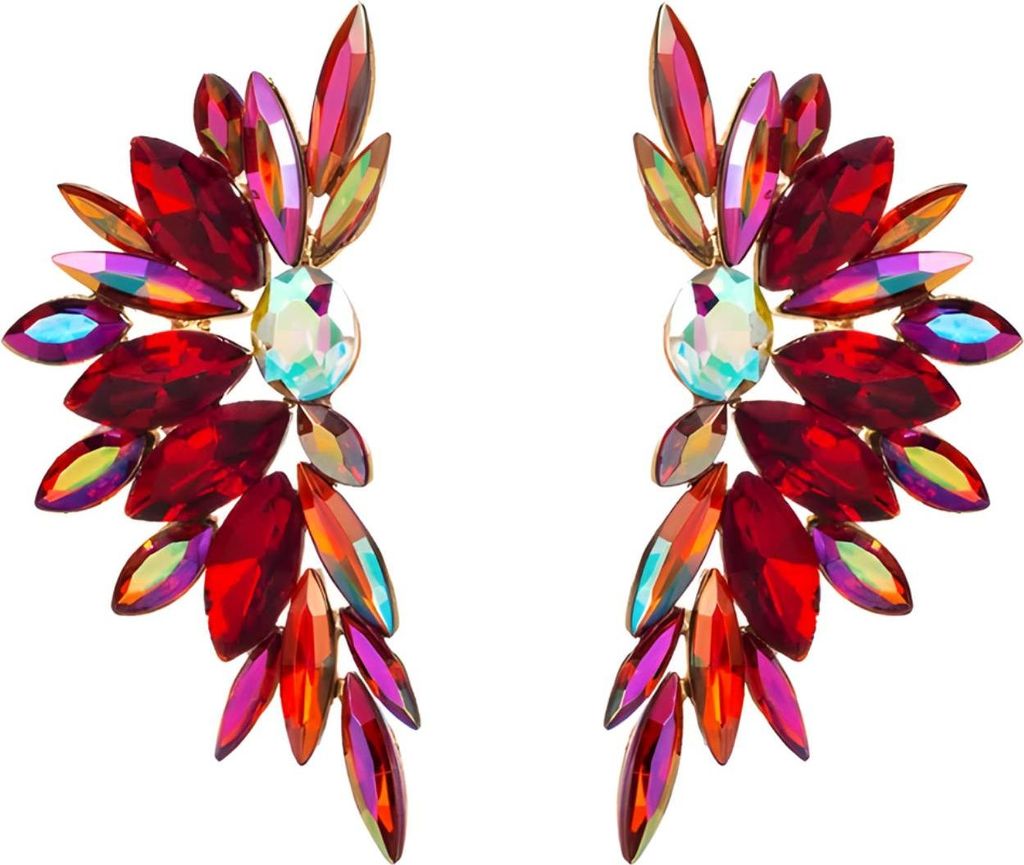 Elegante Ohrringe WI-38842 in Rot und Gold – Barocke Kristall-Ohrringe KP38842